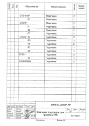 Package of pads for transfer 2766 (project 2766.00.000ZR-KR)