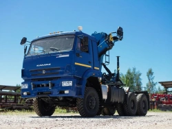 Special purpose vehicle with hydraulic loading crane of KMA type on the basis of KAMAZ 53504 and its modifications 51K12N-UB