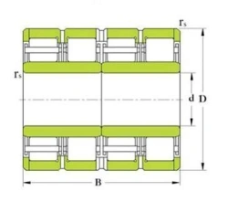 Four row deep groove roller bearing with short cylindrical rollers 442776XM