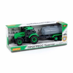 Tractor "Progress" with inertia tank-trailer (green) (in a box), Item No. 91567