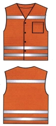 Women's high-visibility signal waistcoat of polyester fluorescent fabrics with oil-repellent finish. Model: C1