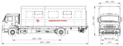 Medical service van on the chassis of vehicles, type 57510 modification: 57510Z on the basis of KAMAZ chassis of modification 53