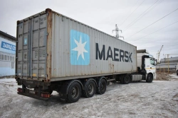 Special container truck with CMU produced by INMAN JSC on URAL 7470-01 chassis. Make GIRD. Type 5849AS. Modification