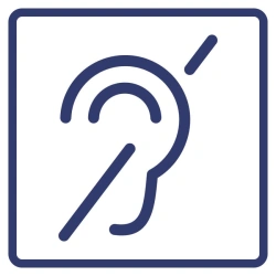 Accessibility sign for the hearing impaired (tactile-visual pictogram)
