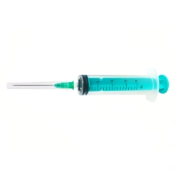 Single-use three-detail sterile injecting syringe with Luer tip, 19 ml capacity, with needle, injectable