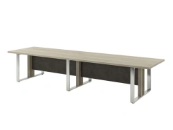 Negotiating table on metal supports.
