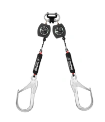 Double-shoulder retractor type safety device "HB-02 rope" with carabiner , item vpro HB02C duo 0258