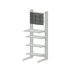 Floor stand for monitor with shelves - workplace (DxWxH) 600x660x1730 mm