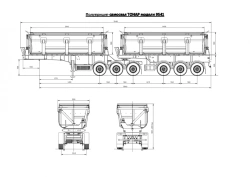 Articulated semi-trailer of Tonar 9541 model with axles manufactured by TONAR models: 20883, 1342.