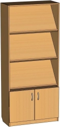 Cupboard with display shelves for library