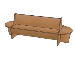 Sofa ''Cheburashka'' No. 3 with two side seats. (wood) H340/ NM29