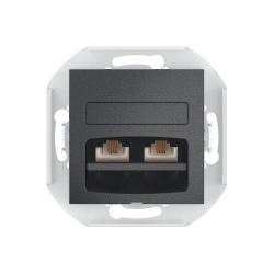 CADUCEUS ALING PRESTIGE Flush-mounted double telephone socket 2xRJ12 6P4C, graphite, art. 6013.2 (mechanism)