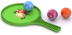 Play set #68 (racket, 3 multi-coloured balls)