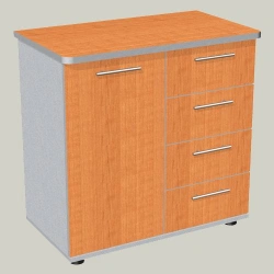 Single-door cabinet with four drawers model TD-5