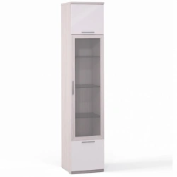Rimini Ice F9A-01.CG/CM, Wardrobe, 1 door, 1 glass, 2 drawers. Shield., shelves glass. (from the set of modular furniture Rimini