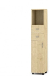 Wooden utility cupboard with niche, drawers and door
