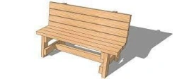 Wooden bench with backrest