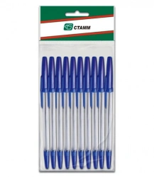 Set of pens Optima 10pcs in a packet, blue 0,7mm oil-based rod