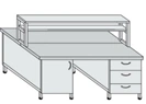 Laboratory island table on supporting bollards SFO-3