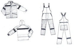 Men's suit (jacket, trousers) for protection against general industrial pollution and mechanical effects (abrasion) made of cott