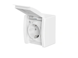 CADUCEUS ALING POWER Open socket for grounding with plastic base with cover 16A, 250V~, IP44, white, ar