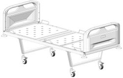 KF3-01-"MSC" (MSC-103PM) - Functional bed, on wheels, plastic backrests, bed - steel sheet, mechanically adjustable.