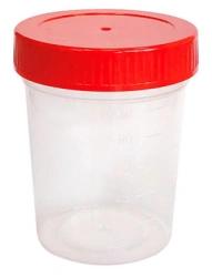 Polymer container with lid for biological material, 100 ml, sterile