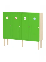 Locker room cupboard 4 sections / green