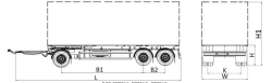 Container trailer type MDO432, modification 878563 on axle MD.?1?2050?12??120?16 (single axle) or on axle MD.?2?1850?12??120.