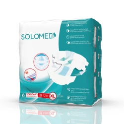 Disposable adult nappies "Standard" according to TU 32.50.50-001-19127789 -2018, size XL, 10 pieces. For medium degree of incont