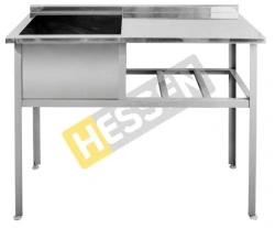 Table with built-in welded stainless steel bath VSL 15*6/5