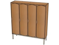 Metal-framed 4-section cupboard with shaped doors / SD18