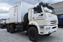 Special van with CMU produced by INMAN JSC on KAMAZ 43253-G5 chassis. GIRD brand. Type 5849BF. Modification 584