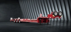 Semitrailer Tverstroymash 993931 modification 0021 variant - platform of broken structure with attached ladders with gooseneck a
