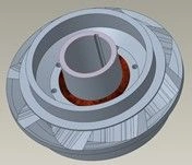 Working wheel complete with washers, floating, MT5A-400, shaft 22 mm, short hub, Niresist / IMPELLER, S/A: FL, MT5A-400, 22 M