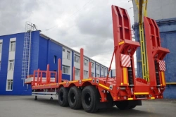 Semitrailer Politrans 9416-050. In design: metal platform with a loading platform, with ladders, with a flatbed in the front par