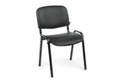 Chair with upholstered backrest on metal frame