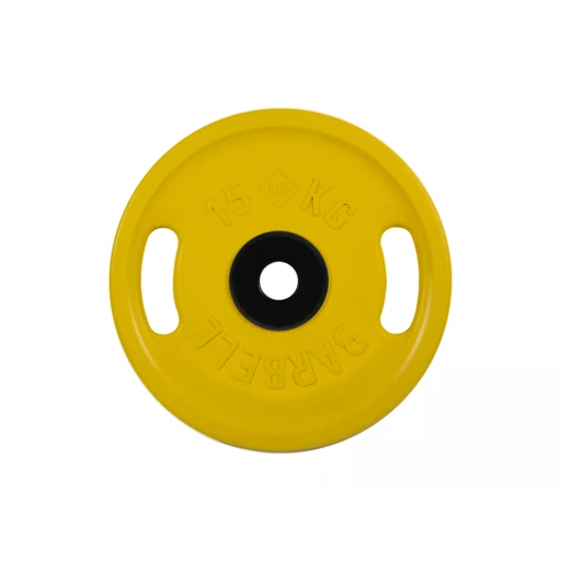 Euro-Classic Rubber-Coated Disk with Handles, Yellow, 51mm, 15kg