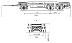 Three-axle container trailer AM8460-11A with axles PLANT 1204-2410002 with load capacity 12 tonnes