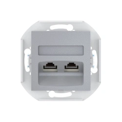 CADUCEUS ALING PRESTIGE Flush-mounted double computer socket with Keystone RJ45 8P8C cat.5e UTP modules, silver, art.