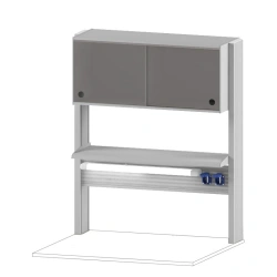 Technological shelving unit with cabinet 360 mm for wall table 900 TSPSh-36