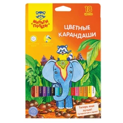 Coloured pencils Multi-Pulti "Coon in India", 18 colours, sharpened, cardboard, europodweight