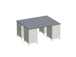 Island table on supporting pedestals. Model: CO