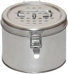 Sterilisation round boxes with filters KF-3 according to TU 9451-018-07614107-2002 and replacement parts: filters