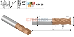 Carbide end mill HPM1 RU diameter range 6.0-20.0 with wear resistant TiAlSiXN coating.