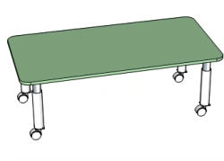 2-seater table (trapeze, rectangular, semi-circular) (adjustable/unadjustable) with wheel