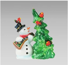 Handmade glass Christmas tree toy "Snowman with balalaika and fir tree"