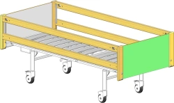 KF0-01-"MSC" (MSC-6101EL) - General hospital bed with headrest, on wheels, complete with slatted side barriers made of m