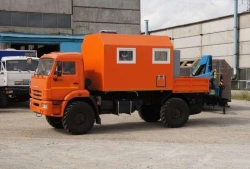 Special truck with crane-manipulator (CMU) of 574211 model on KAMAZ-43502-D5 chassis (With CMU of LLC "MMZ" LV-210-02, LV-210-02