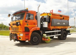Combined road machine ED244KM (with de-icing material distributor and water-washing equipment) made on the chassis of KAMAZ 6511